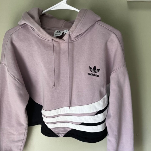 Adidas Bossy 90s Oversized Trefoil Cropped Hoodie Sweatshirt/Size Medium - Picture 13 of 16
